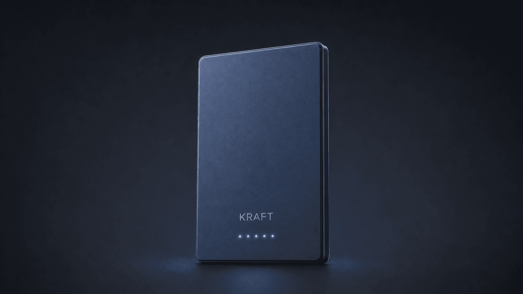 Hela Kraft-powerbanken med exakt fem lysande batteriindikatorer